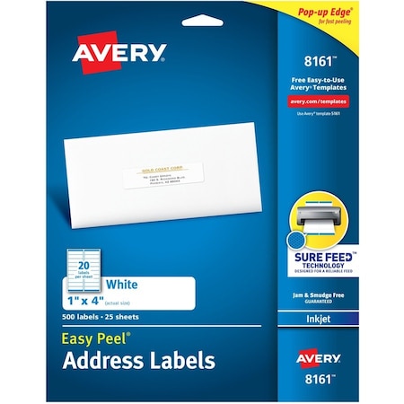 Avery Label, Ezpeel, Inkjt, 1X4, We AVE8161